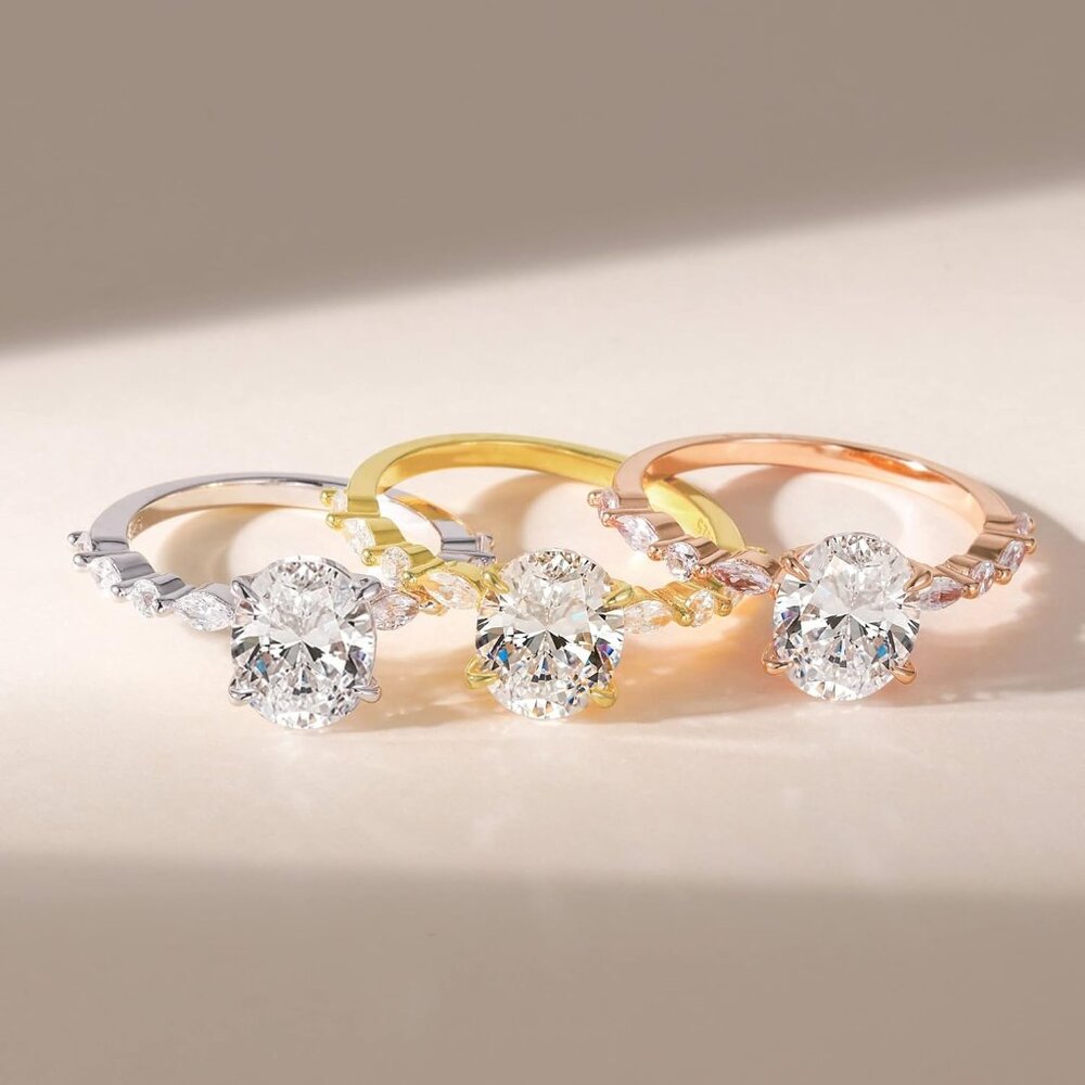 3 Carats 925 Sterling Silver Ring Oval Cut Cubic Zirconia Engagement Solitaire H - Picture 3 of 6